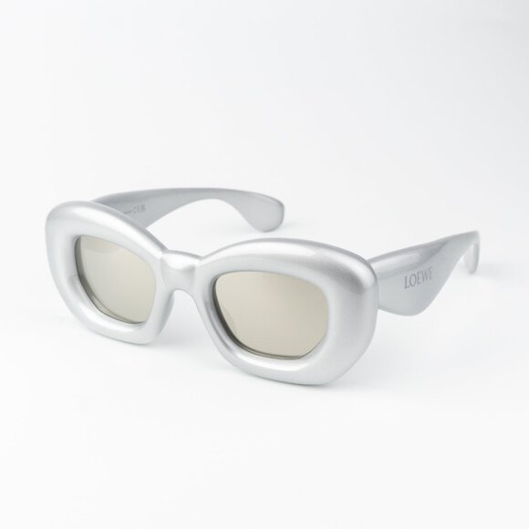 Loewe Women Sunglasses LW40117I 20C Metallized Silver Grey Smoke Mirror Cat Eye - Picture 4 of 14